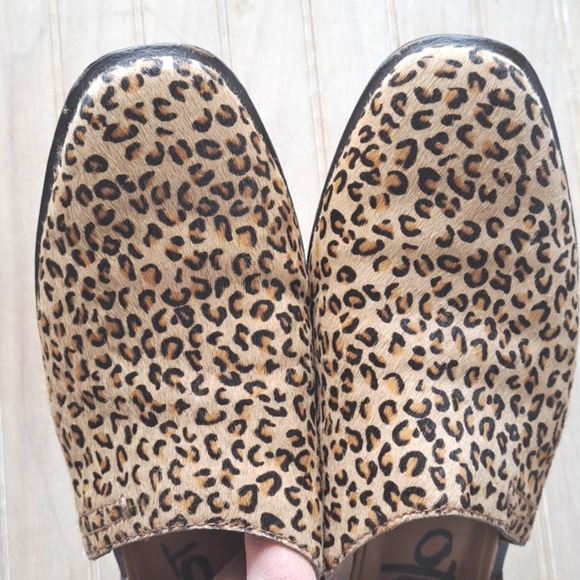 OTBT Coyote Animal Print Hair Hide Leather D’Orsay Slip On Boho Loafers Booties - Picture 3 of 11